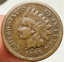 1864 Indian Head Cent Penny 1C WITH L Ungraded Choice US Coin CC25448
