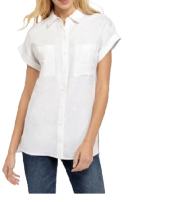 NEW THE LIMITED WHITE LINEN TOP BLOUSE SIZE PL PETITE LARGE
