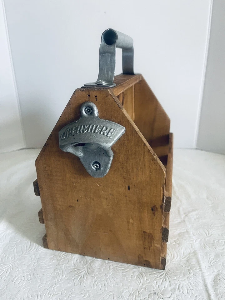 Деревянный держатель для бутылок стойка ящик с металлическим открывалкой для бутылок - Изображение 3 из 4