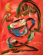   Mark Kazav  Coffee  IMPASTO Modern CANVAS IMPRESSIONIST ART y86fbt NO RS