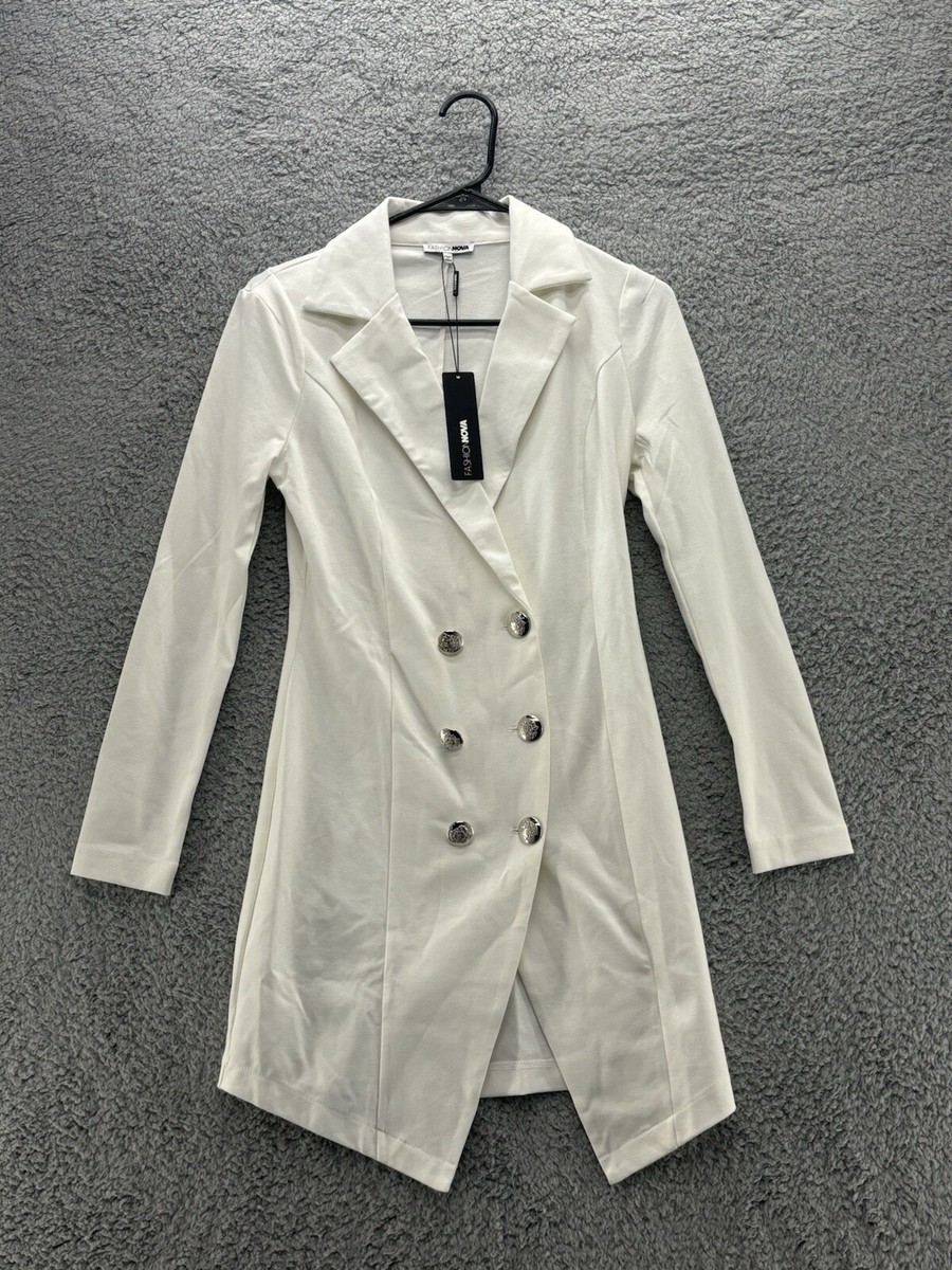 White Ivory Mini Blazer Dress Size S by Fashion Nova New NWT D9426