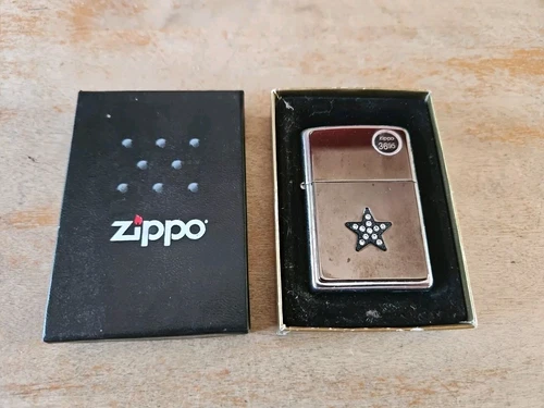 Zippo Lighter Chrome Swarovski Crystal Star 2002 NEW IN BOX