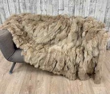 Luxury fox fur blanket throw. Real fur blanket