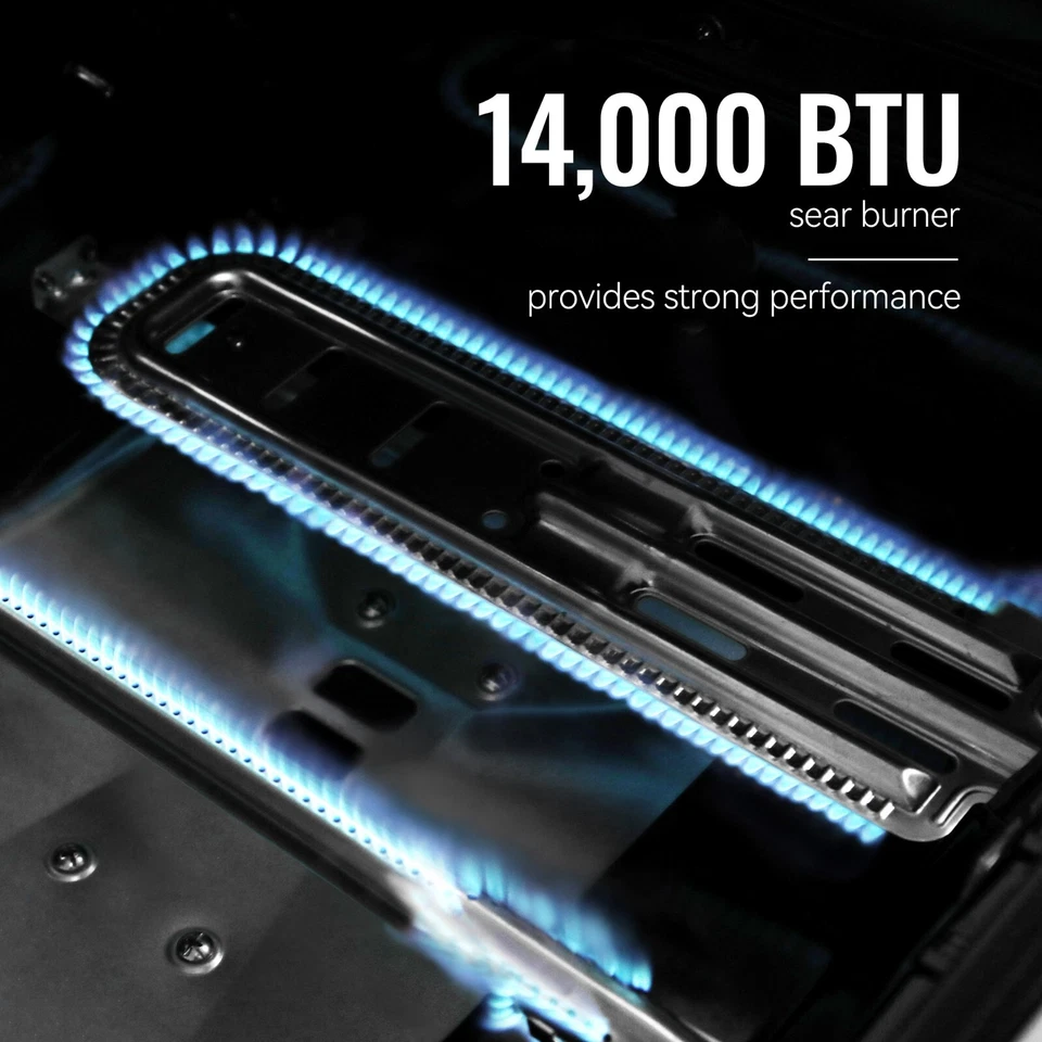 Parrilla de gas propano Royal Gourmet de 5 quemadores con quemador Sear y quemador lateral plateada Foto 4 de 4