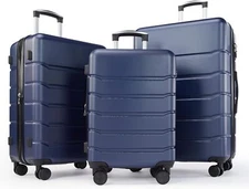 Blue Light Weight Hardside Expandable Spinner Wheels Luggage Suitcase W/TSA Lock