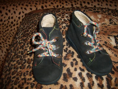 Lurchi Salamander  Kinder Schuhe Echtleder Wildleder Schwarzblau Schnürsenkel 