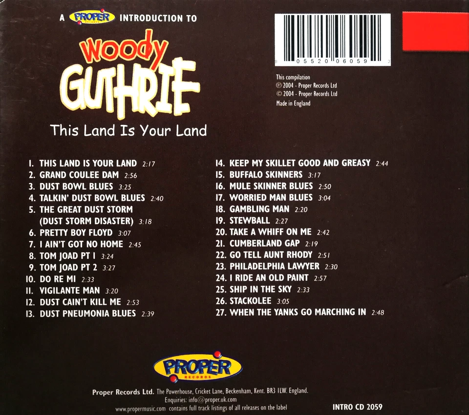 Woody Guthrie - This Land Is Your Land (Proper Records) Zustand sehr gut - Bild 2 von 2