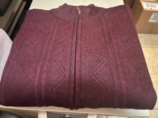 Mens Burgundy Cardigan Zip Front Closure Small
