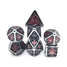 Metal Polyhedral Dice Set for DND RPG MTG Role Playing Tabletop Game, Black Red