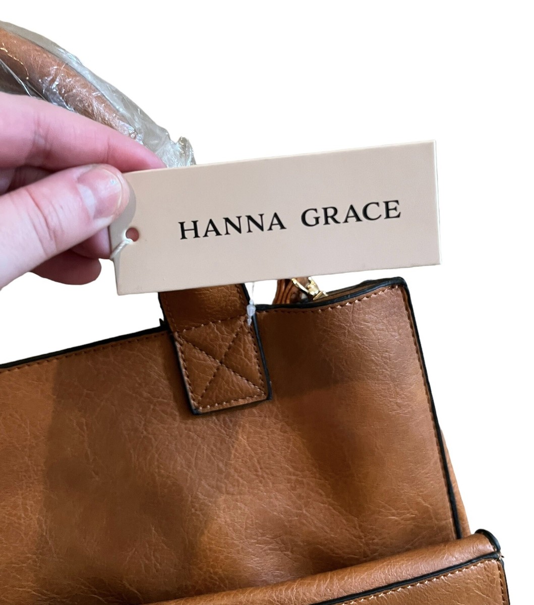 HANNA GRACE Tote HANDBAG Crossbody Caramel Brown Design 13