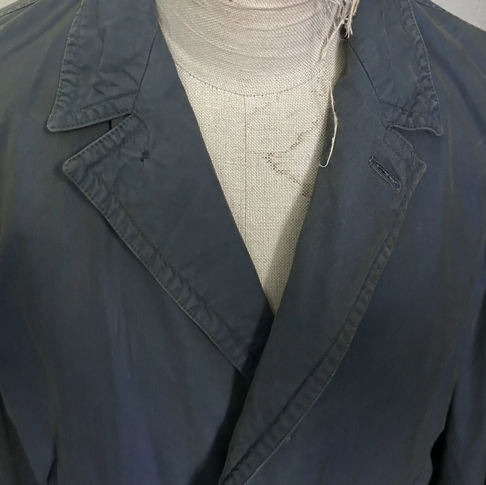 1960s Men’s European Green Rain Coat Trench Vintage Cotton 42 Large - Image 3 of 4