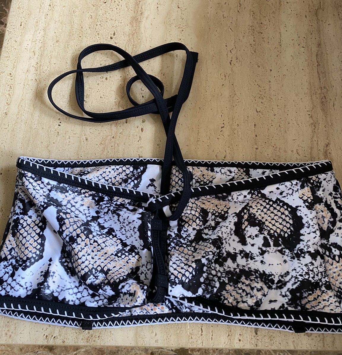 Snake Print Zaful Tie Front Bikini Snake Print Tie Up Bandeau