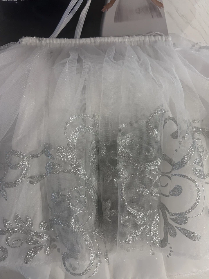 Nuevo con etiquetas Divertido Mundo Niñas Halloween Conjunto Alas de Ángel Diadema Tutú Falda Blanco Plata Foto 4 de 4