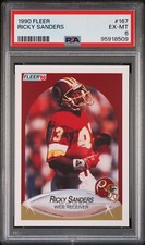 1990 FLEER #167 RICKY SANDERS PSA 6 EX-MINT POP 1 ONLY 1 HIGHER REDSKINS