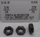 3/8-24 THIN HEX MARSDEN LOCK NUTS STEEL PLAIN 9/16 AF X .225 TH (50)