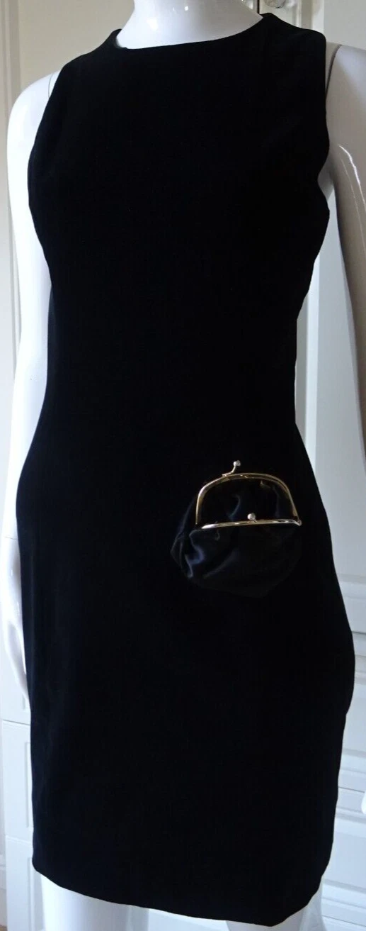 MOSCHINO ABITO BORSETTA ECONOMICO e CHIC NOVITÀ VELLUTO CHIUSURA BACIO 42 UK 8 10