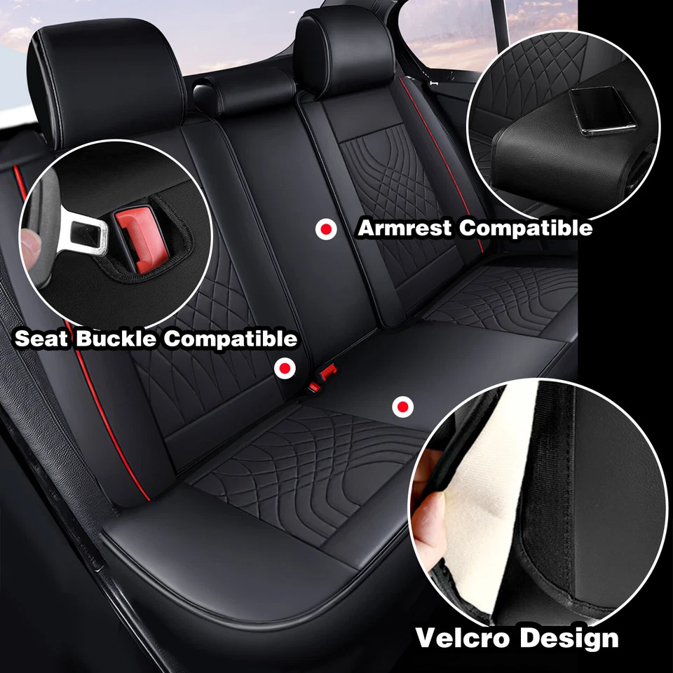For Nissan Luxury Leather Car Seat Covers Front Rear Full Set Cushion Protector - Изображение 3 из 4