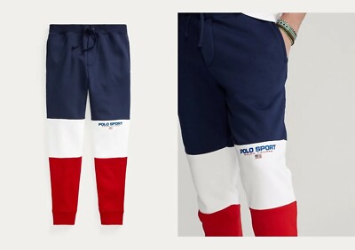 Polo Sport Ralph Lauren USA Flag Color Block Fleece Jogger Sweatpants M