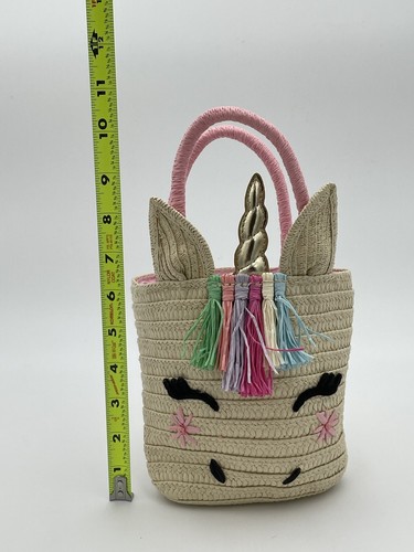 Unicorn Woven Purse Small Tote Pink Lining Gift - Picture 7 of 8