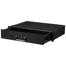 17.3" L x 12.2" D x 3.3" H Black 2U Rack Mount Drawer for DJ EQUIPMENT CABINETS