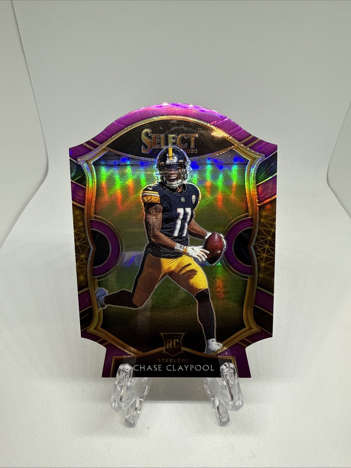 2020 Panini Select Concourse Purple Prizm Die-Cut Chase Claypool #70 Rookie RC