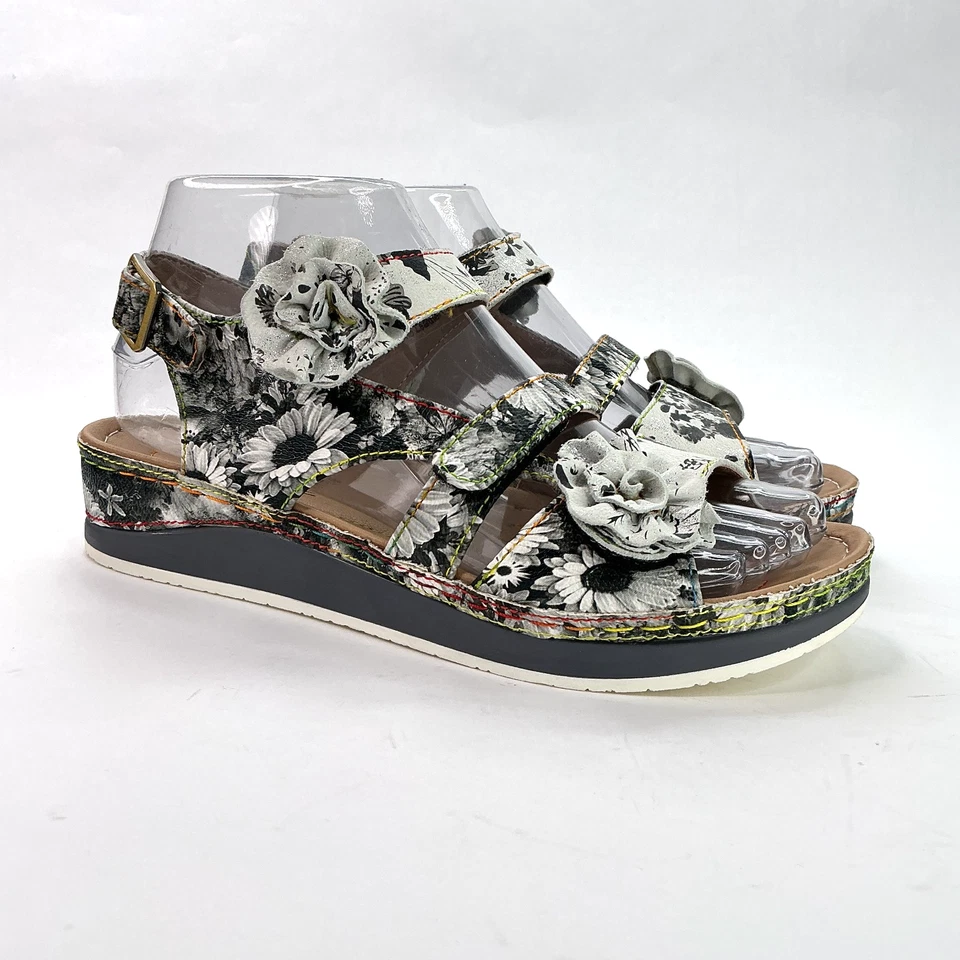 L'artiste by Spring Step Joelina Dazi Ankle Strap Sandal sz 36 Grey Multi Artsy - Image 2 of 4