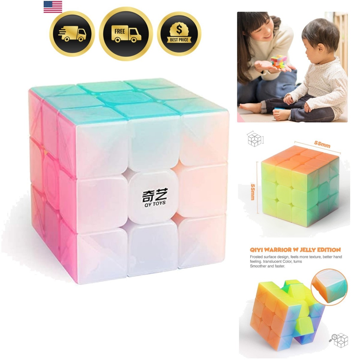 QY Toys Warrior W 3x3 Speed Cube Jelly 3x3x3 Magic Cube Puzzles