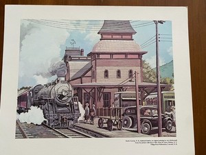 Copy of Arch McDonnell painting of the North Conway New Hampshire train station.
