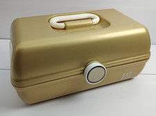 Caboodles Gold Makeup Case 12"x5"x7" With Built In Mirror Made In USA Model 5626