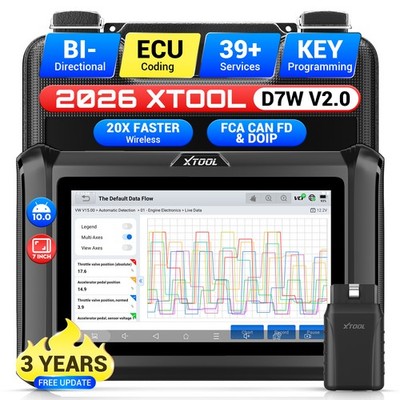 XTOOL D7W V2.0 Wireless OBD2 Scanner Full System Diagnostic Tool ECU Coding FCA