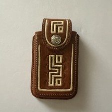 Western Style Leather Embroidered Cell Phone Case
