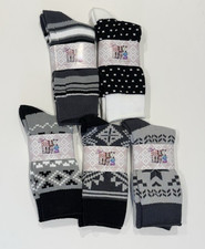 New Set of 5 Mukluks Socks Soft Thick Gray/Black/White Patterns