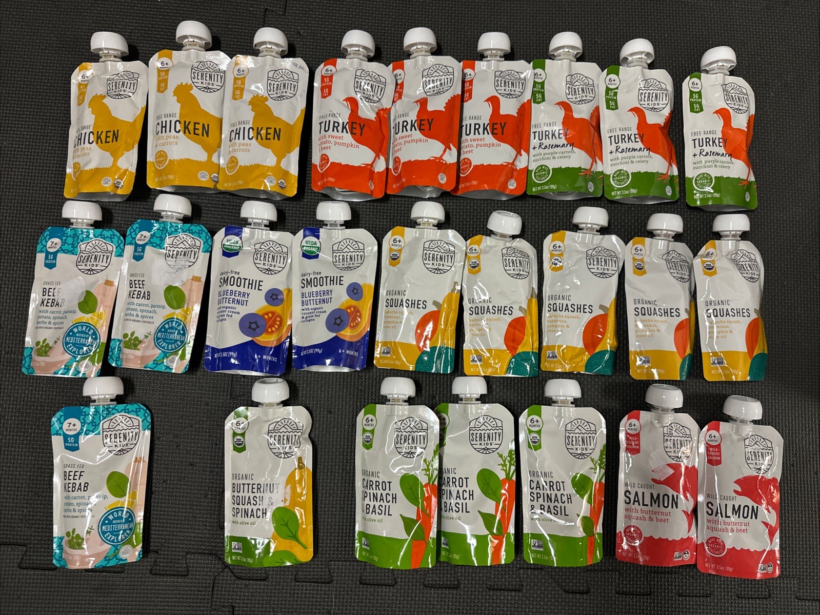 (lot2) 25 Pouches of Serenity Kids 3.5oz Baby Food Meat Protein Roots 9 Flavors