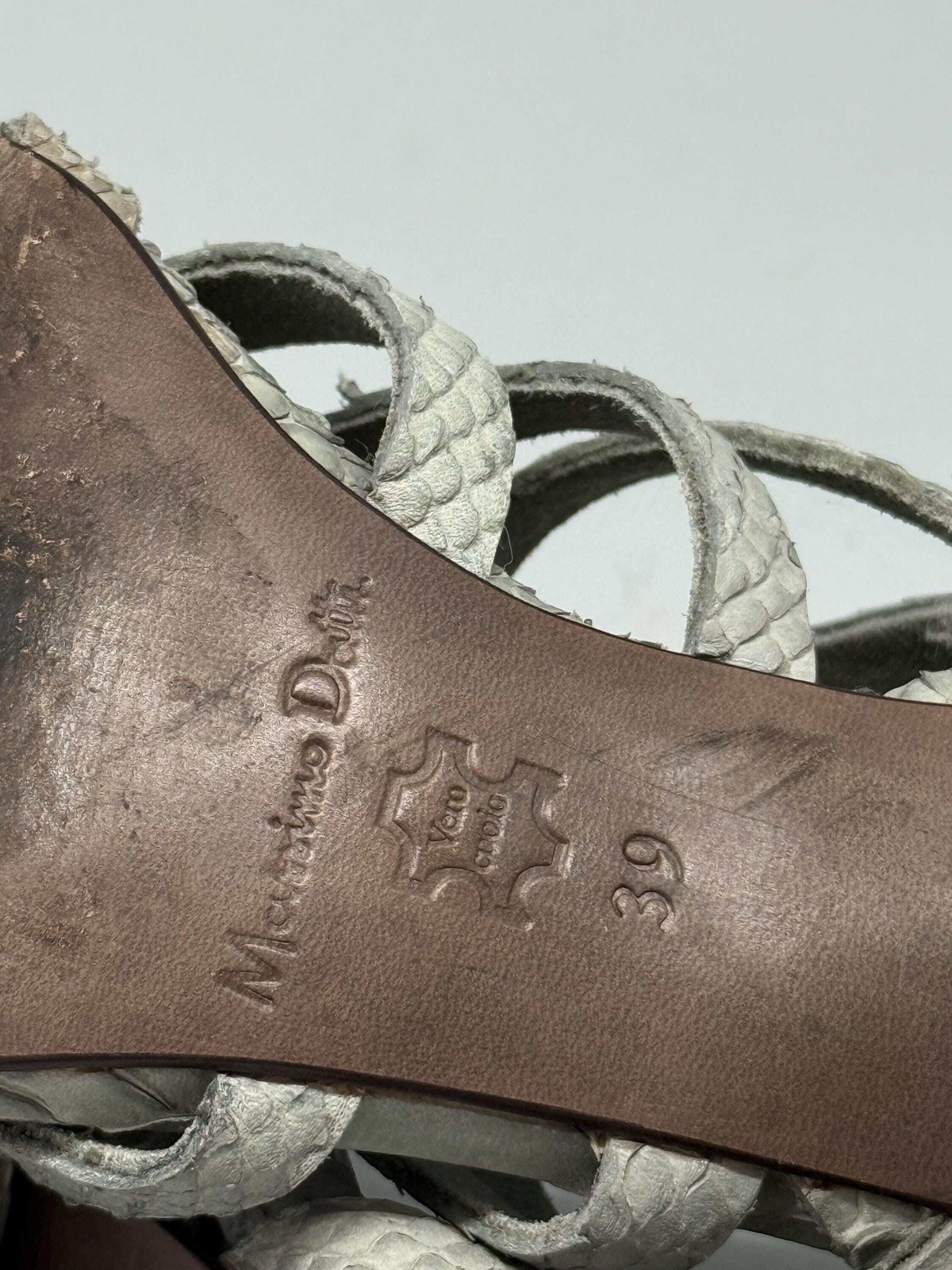 Massimo Dutti strappy leather heels, grey snakeskin sandals, EU39 thumbnail 7
