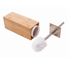 Bamboo Toilet Bowl Cleaner with Holder for All Toilet Types - Hidden Stainles...