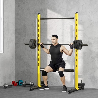 Adjustable Squat Rack with Pull Up Bar and Barbell Bar Bench Press