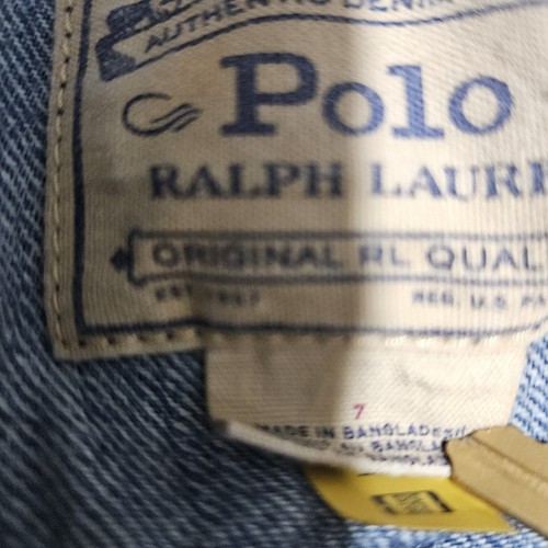 Polo Ralph Lauren Jean Jacket Youth Blue Denim Spell Out Logo Cropped Girl's 7 - Picture 4 of 4
