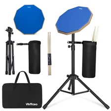 12 Inch Silent Drum Pad with Stand Sticks & Carry Bag - Beginner Friendly
