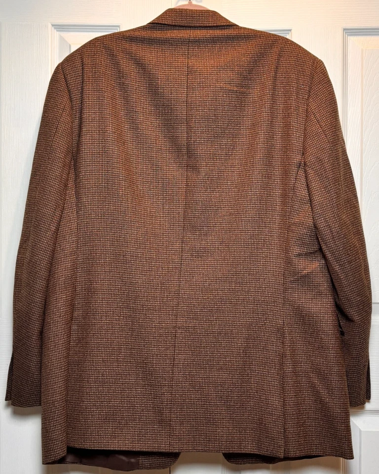 Canali Sport Coat 60R US 50R Brown Houndstooth Wool Made in Italy Blazer Jacket - Image 2 of 4