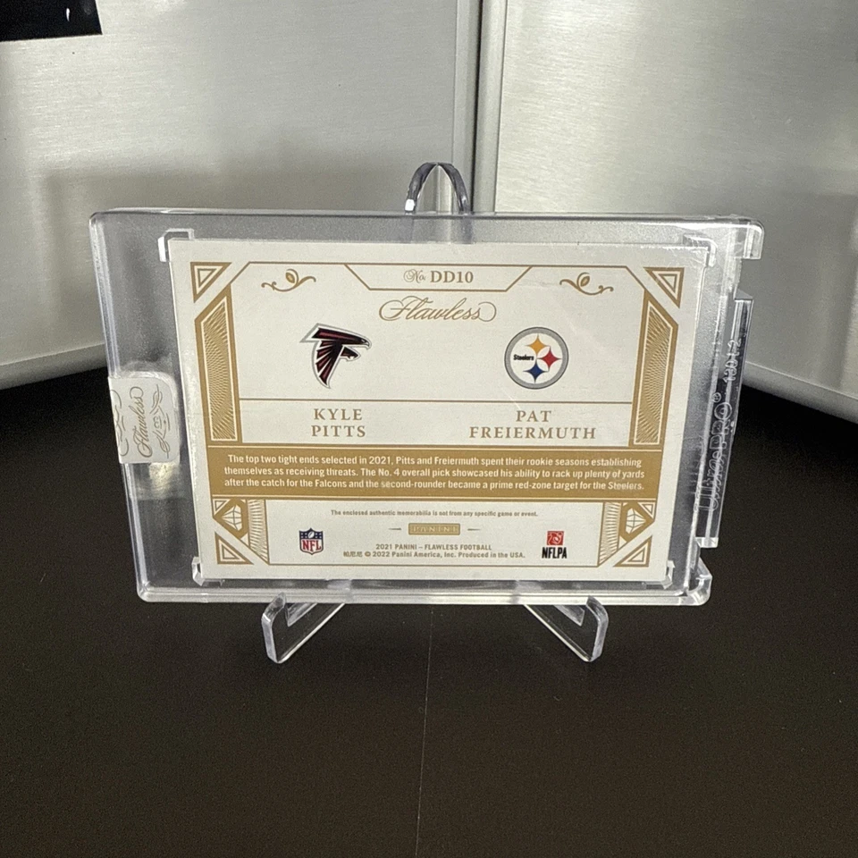 2021 PANINI FLAWLESS DUAL DIAMOND MEMORABILIA KYLE PITTS/PAT FREIERMUTH TAGS 1/3 - Image 3 of 4