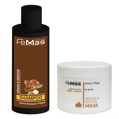 FemMas Argan & Keratin Shampoo + Argan & Keratin Haarmaske (31,50 EUR/l)