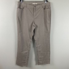 Lands End Straight Leg Corduroy Pants Size 18W Gray Mid Rise