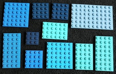 Lego blaue Platten Konvolut flache Basis x11 Stück Stck. Gebäude gemischt 4x4 6x6 6x10