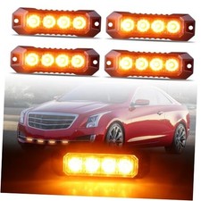 4-LED Surface Mount Flashing Strobe Lights for Trucks Vehicles 4 LED-4PCS Amber