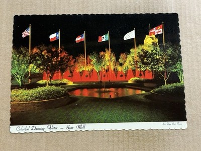 Postcard Texas Six Flags Over TX Dancing Water Entrance Mall Amusement Park