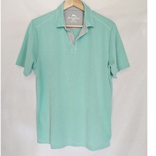 Tommy Bahama Polo Shoreline Surf Shirt Antigua Aqua Blue Medium M Tencel Blend