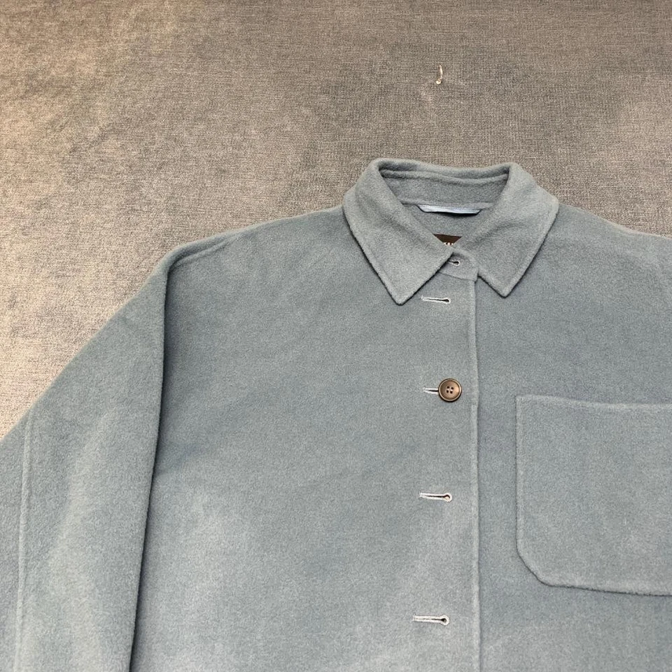 Weekend Max Mara Boxy Shacket Womens Gray Cucito a Mano Fleece Button Front - Image 4 of 4