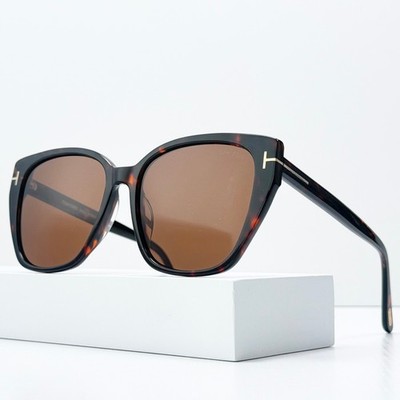Tom Ford TF973-K Cat Eye Round Sunglasses Havana Brown Unisex 60mm New