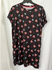 New Joyspun Women Hearts Nightshirt Nightgown black  Size S-M,L-XL, 2x-3x