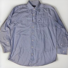 Nautica Blue Solid Cotton Classic Fit Button-Down Dress Shirt Pocket 16.5 34/35